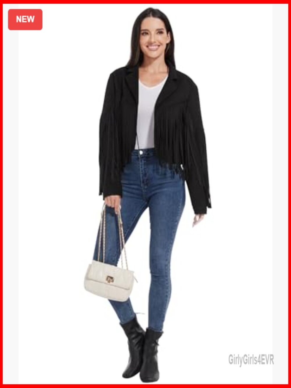 Fringe Leather Jacket Western Cropped Coat Women's S-XXL Suede - Picture 5 of 7